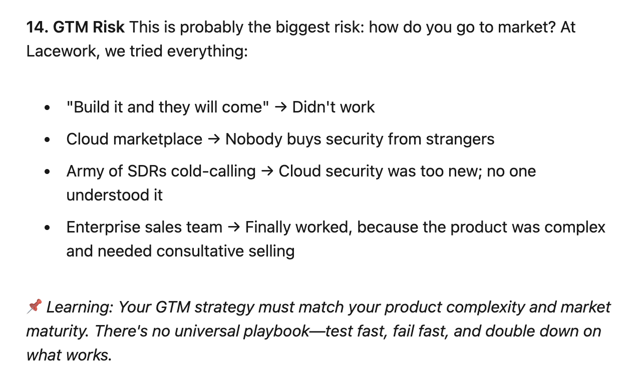 Summary of 16 cybersecurity startup risks learned the hard way