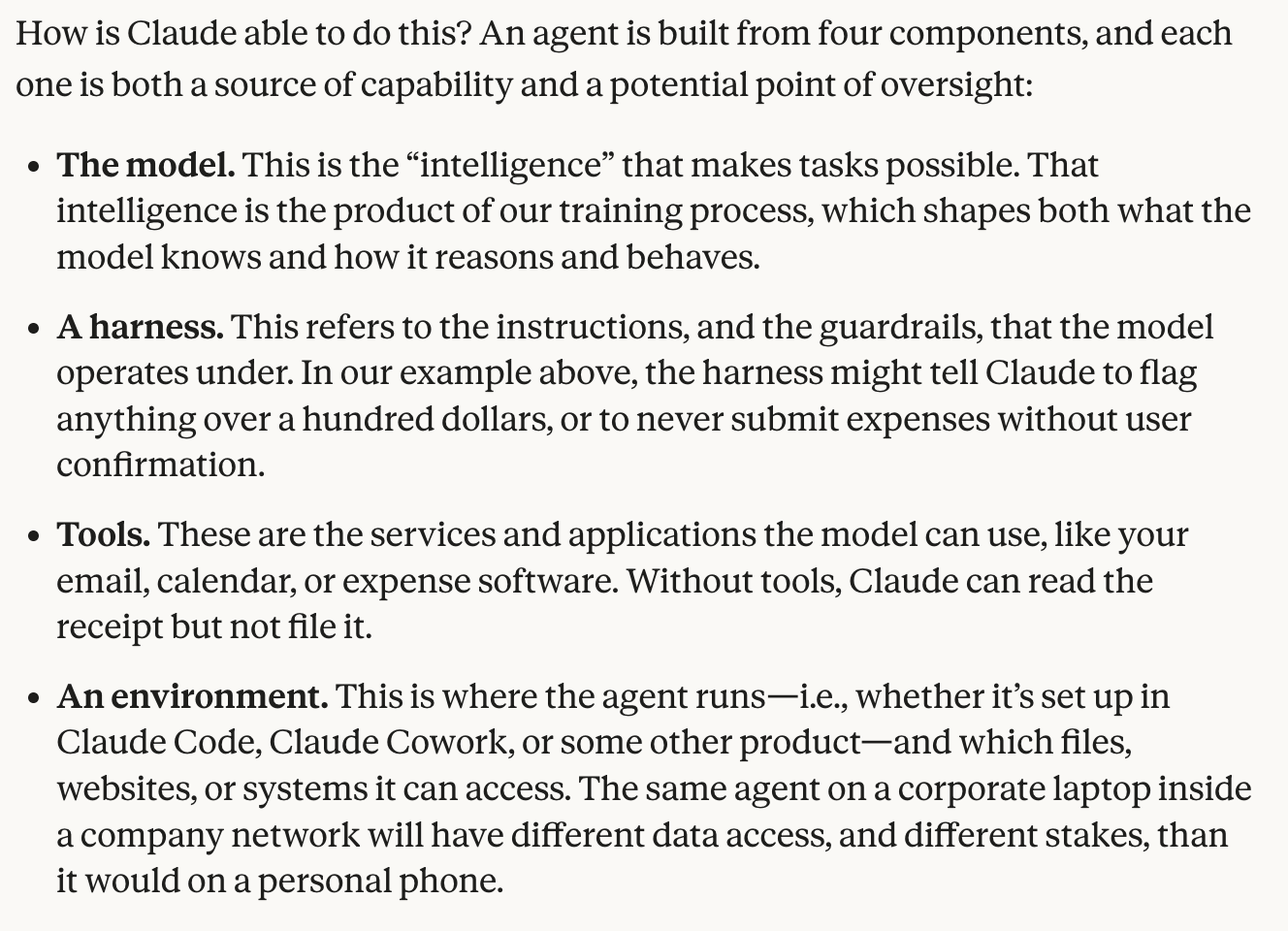 Anthropic's four-layer agent security model: model, harness, tools, and environment
